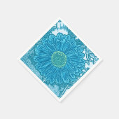 Gerbera Daisy Block Print - Meerblau Serviette (Ecke)