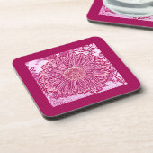 Gerbera Daisy Block Print - Rosa Farbtöne Getränkeuntersetzer (Linke Seite)