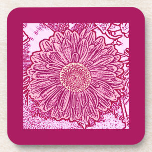Gerbera Daisy Block Print - Rosa Farbtöne Getränkeuntersetzer