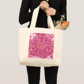 Gerbera Daisy Block Print - Rosa Farbtöne Jumbo Stoffbeutel (Vorderseite (Produkt))