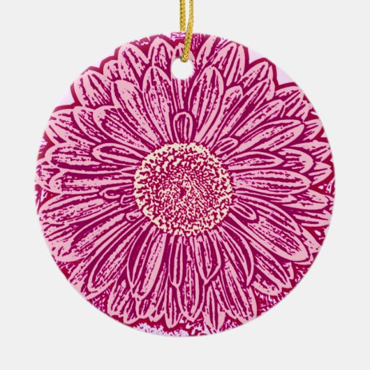 Gerbera Daisy Block Print - Rosa Farbtöne Keramikornament (Vorne)