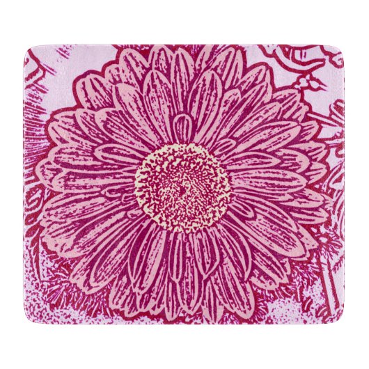 Gerbera Daisy Block Print - Rosa Farbtöne Schneidebrett (Vorderseite)