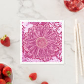 Gerbera Daisy Block Print - Rosa Farbtöne Serviette (Beispiel)