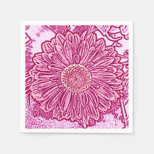 Gerbera Daisy Block Print - Rosa Farbtöne Serviette (Vorderseite)