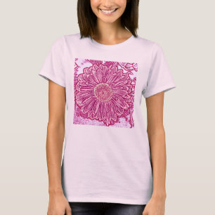 Gerbera Daisy Block Print - Rosa Farbtöne T-Shirt