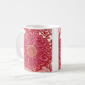 Gerbera Daisy Block Print - rot und rosa Kaffeetasse (Vorderseite Links)