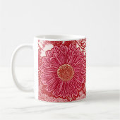 Gerbera Daisy Block Print - rot und rosa Kaffeetasse (Links)