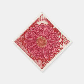 Gerbera Daisy Block Print - rot und rosa Serviette (Ecke)