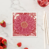 Gerbera Daisy Block Print - rot und rosa Serviette (Beispiel)