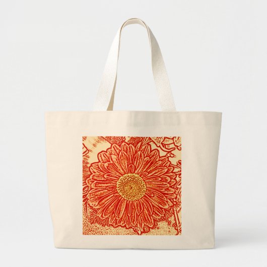 Gerbera Daisy Block Print - Safran orange Jumbo Stoffbeutel (Vorne)