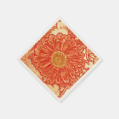Gerbera Daisy Block Print - Safran orange Serviette (Ecke)