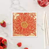 Gerbera Daisy Block Print - Safran orange Serviette (Beispiel)