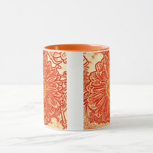Gerbera Daisy Block Print - Safran orange Tasse (Zentrum)