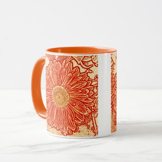 Gerbera Daisy Block Print - Safran orange Tasse (Vorderseite Links)