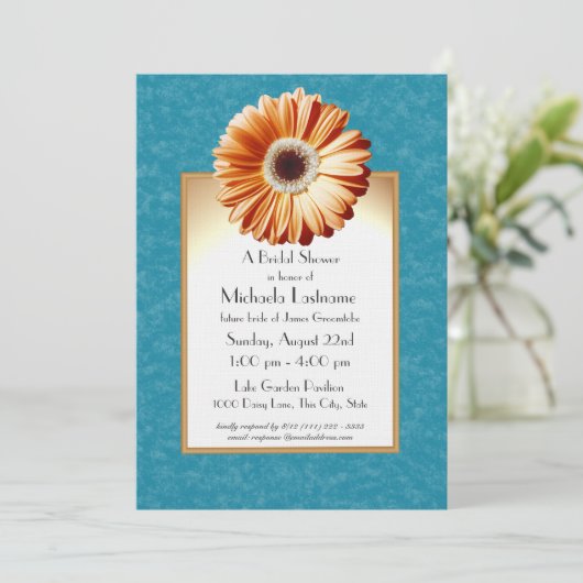 Gerbera Daisy Blue und Orange Einladung (Stehend Vorderseite)