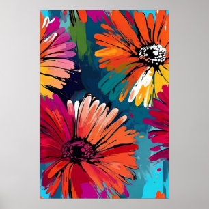 Gerbera Daisy Blume Abstrakte Art Florenz Poster