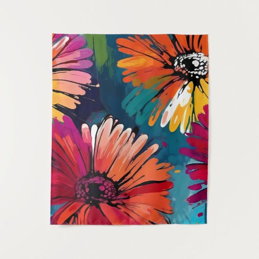 Gerbera Daisy Blume Abstrakte Art Florenz Wandteppich (Vorderseite)
