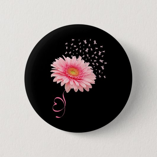 Gerbera Daisy Blume Ribbon Pollen Brustkrebs Button (Vorderseite)