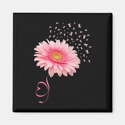Gerbera Daisy Blume Ribbon Pollen Brustkrebs Magnet (Vorne)