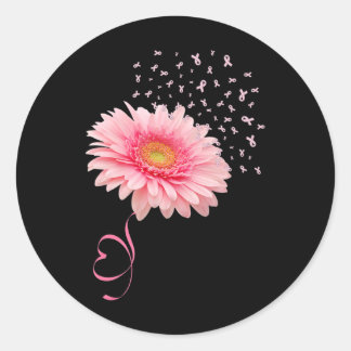 Gerbera Daisy Blume Ribbon Pollen Brustkrebs Runder Aufkleber