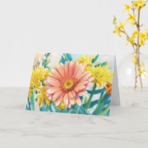 Gerbera-Daisy-Blumen-Blumenkunst-Notizkarte Karte