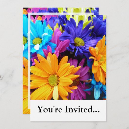 Gerbera Daisy Bouquet Einladung (Vorne/Hinten)