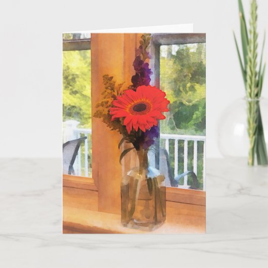 Gerbera Daisy by Kitchen Window Karte (Vorderseite)