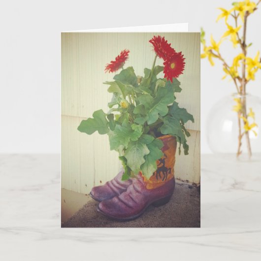 "Gerbera Daisy Cowboy Boots" Karte (Gelbe Blume)