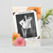 Gerbera Daisy Daughters Foto Abschluss Einladung (Stehend Vorderseite)