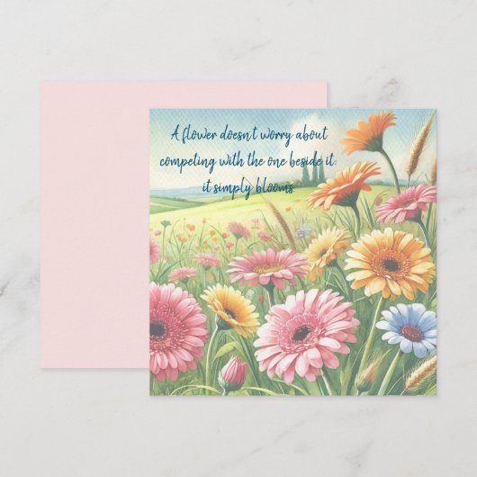 Gerbera Daisy Field & Quote Karte (Vorne/Hinten)