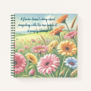 Gerbera Daisy Field & Quote Notizblock