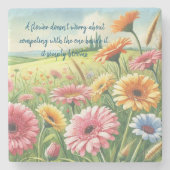 Gerbera Daisy Field & Quote Steinuntersetzer (Vorderseite)