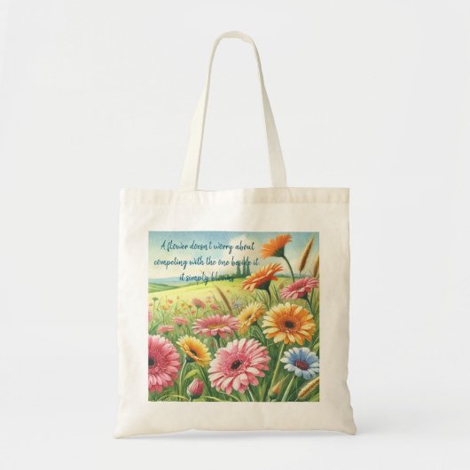 Gerbera Daisy Field & Quote Tragetasche (Vorne)