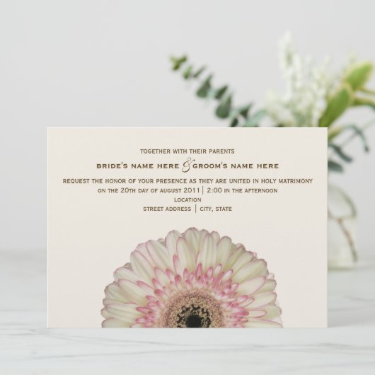 Gerbera Daisy Hochzeit Einladung (Stehend Vorderseite)