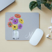 Gerbera Daisy Mason Jar Monogram für sie Mousepad
