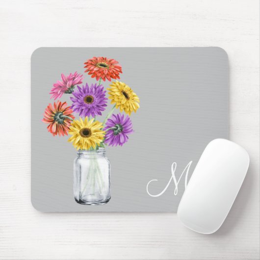 Gerbera Daisy Mason Jar Monogram für sie Mousepad (Mit Mouse)