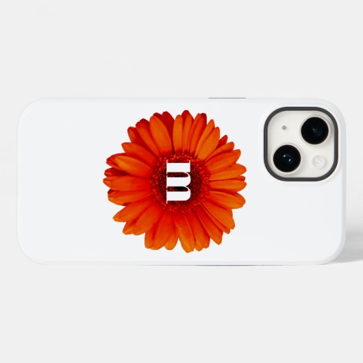 Gerbera Daisy Monogram Initial Case-Mate iPhone Hülle (Rückseite (Horizontal))