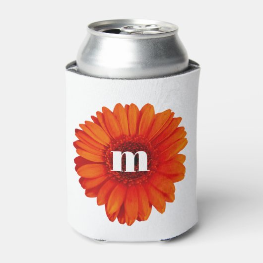 Gerbera Daisy Monogram Initial Dosenkühler (Kanne Vorderseite)
