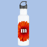 Gerbera Daisy Monogram Initial Edelstahlflasche<br><div class="desc">Burnt orange gerbera daisy Blume mit modernem Tiefschreibung Typografie Monogramm Initialdesign,  das zu personalisieren ist.</div>