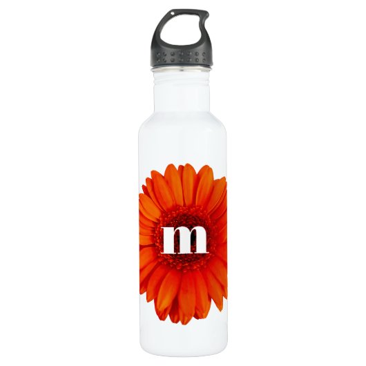 Gerbera Daisy Monogram Initial Edelstahlflasche (Vorderseite)