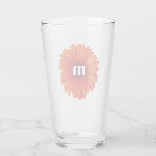 Gerbera Daisy Monogram Initial Glas (Rückseite)