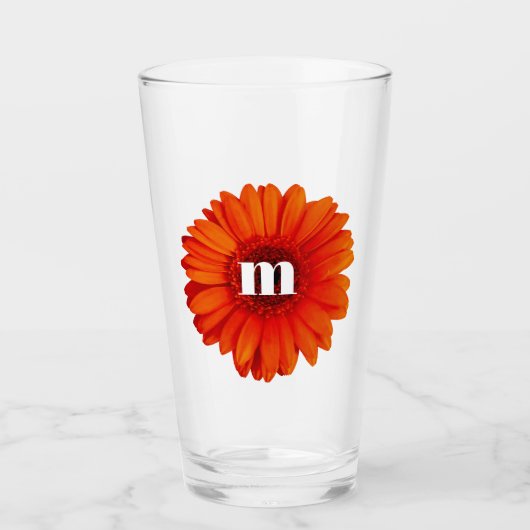 Gerbera Daisy Monogram Initial Glas (Vorderseite)