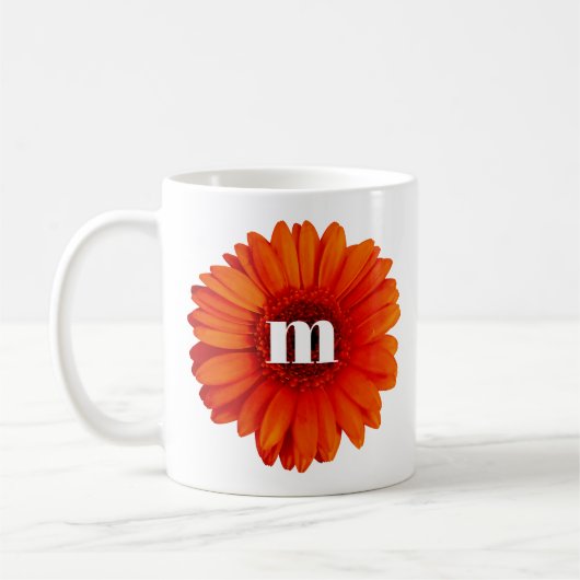 Gerbera Daisy Monogram Initial Kaffeetasse (Links)