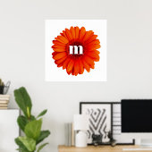 Gerbera Daisy Monogram Initial Poster (Heimbüro)