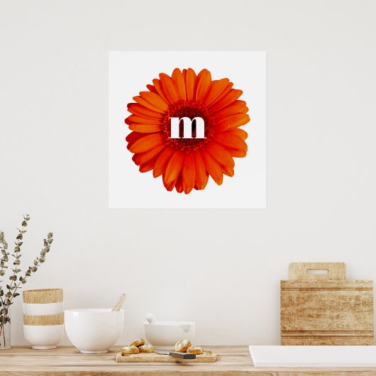 Gerbera Daisy Monogram Initial Poster (Küche)