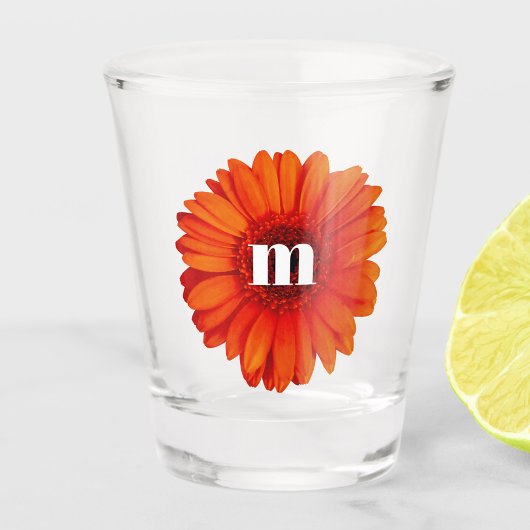 Gerbera Daisy Monogram Initial Schnapsglas