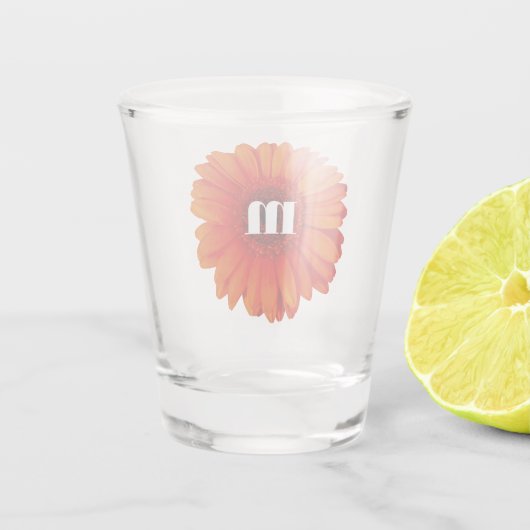 Gerbera Daisy Monogram Initial Schnapsglas (Rückseite)