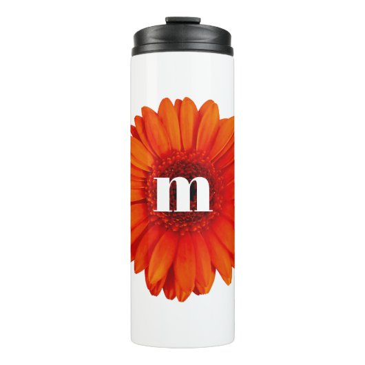 Gerbera Daisy Monogram Initial Thermosbecher (Vorderseite)