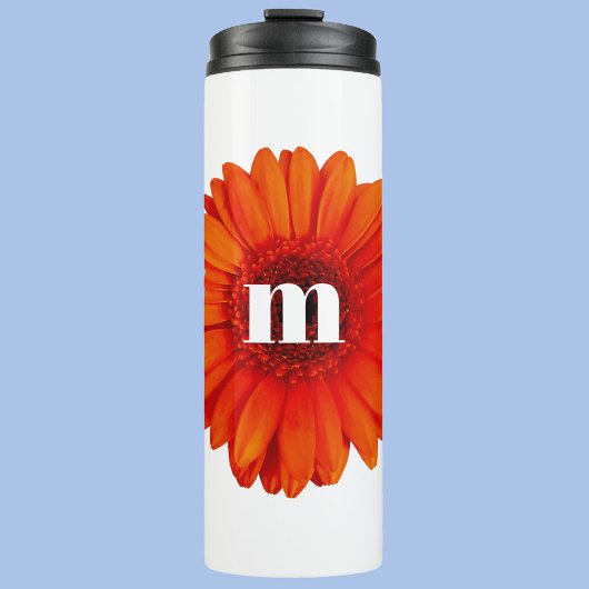 Gerbera Daisy Monogram Initial Thermosbecher