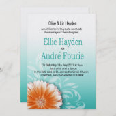 Gerbera Daisy Orange Aqua Abend Einladung (Vorne/Hinten)